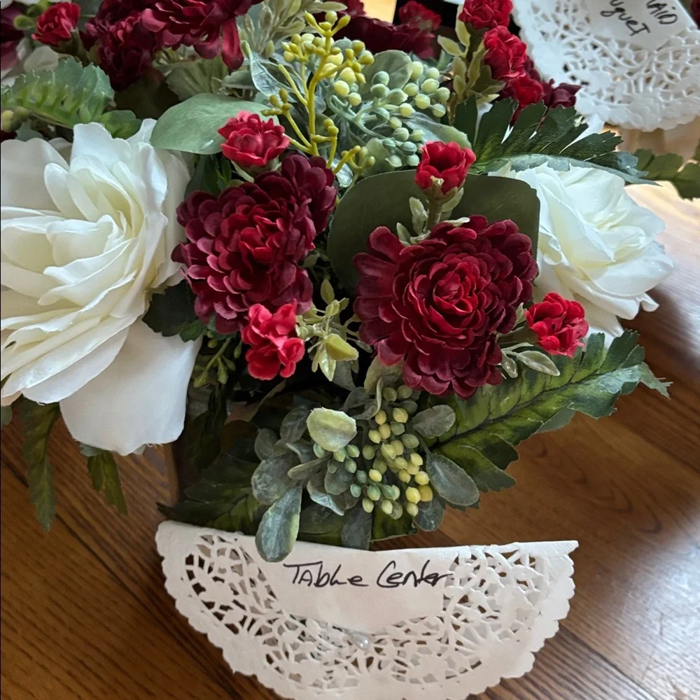 Elegant Wedding Floral Bouquets with Burgundy and Cream Accents